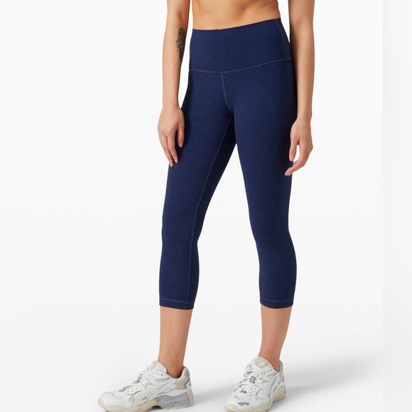 Lululemon Wunder Under Crop High-Rise *Spray 21" Indigo Spray Mineral Blue Sz 2 - Picture 2 of 7